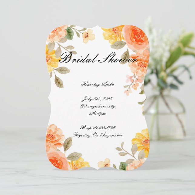 SAVE THE DATE CARTON D'INVITATION FLEURI BOTANIQUE ORANGE POUR M (Debout devant)