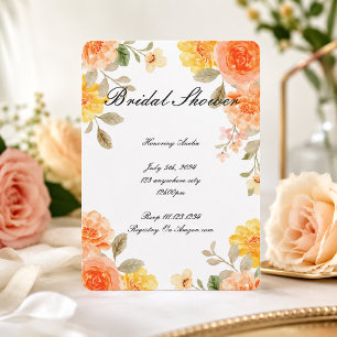 SAVE THE DATE CARTON D'INVITATION FLEURISTE ORANGE POUR MARIÉE