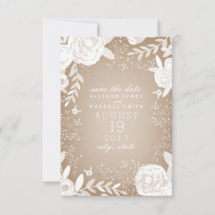 Save The Date Carton Floral Blanc Inspiré Enregistrer La Date