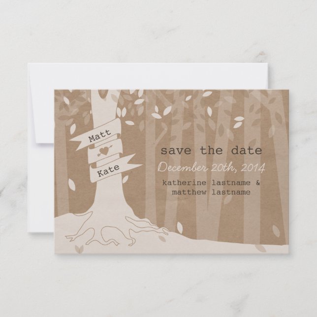 Save The Date Carton Look Woodland Wedding Enregistrer La Date (Devant)