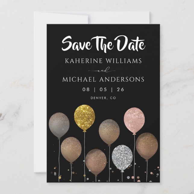 Save The Date Cartons d'invitation "Save The Date" à ballon pail (Devant)
