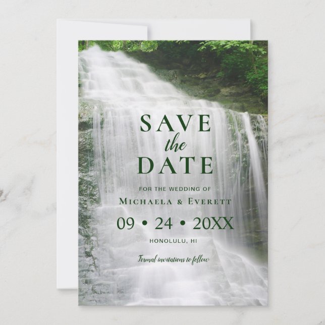 Save The Date Cascade Nature Mariage extérieur Enregistrer la da (Devant)