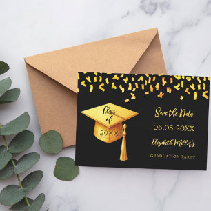 Save The Date Casquette d'or noir confetti Graduation Party