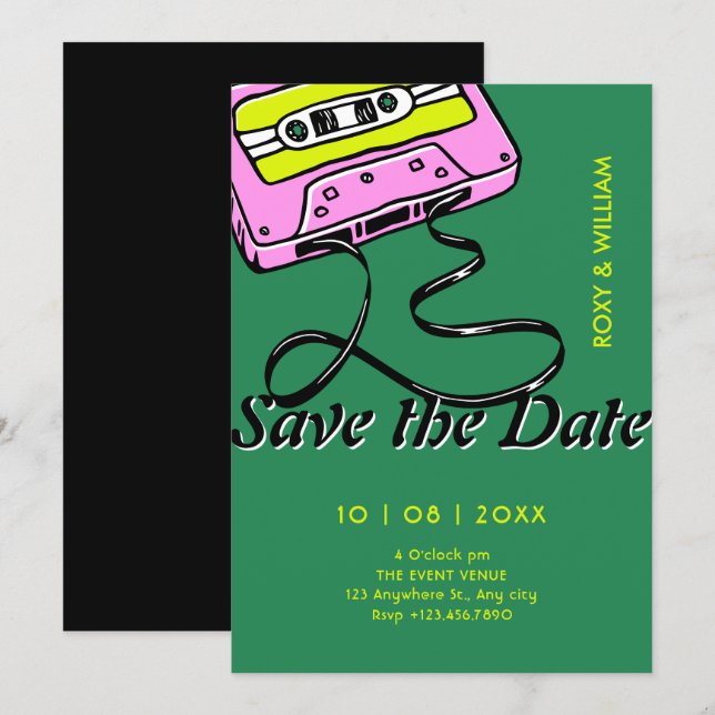 Save The Date Cassette wedding  (Devant / Derrière)