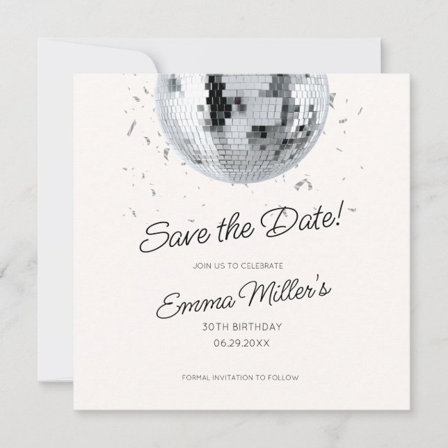 Save The Date Célébration D'Anniversaire Disco Économisez La Dat (Devant)