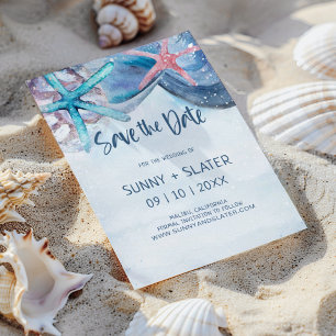 Save The Date Célébration de coquillages Étoile de mer de plage