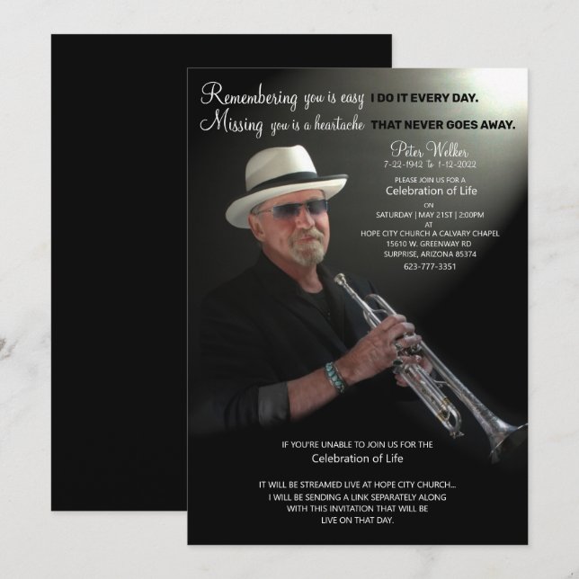 Save The Date Célébration de la vie (Devant / Derrière)