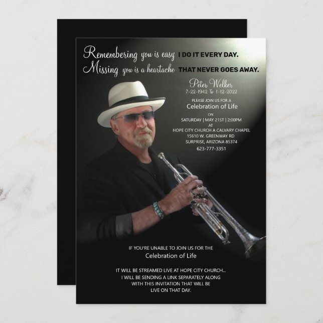 Save The Date Célébration de la vie Sauvez la date (Devant / Derrière)