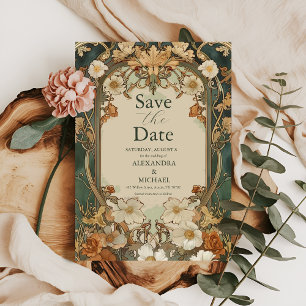 Save The Date Célébration de mariage floral Art Nouveau