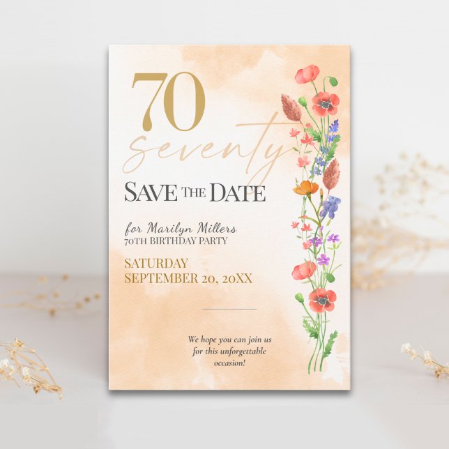 Save The Date Célébration des 70 ans de Soft Wildflower (Créateur téléchargé)