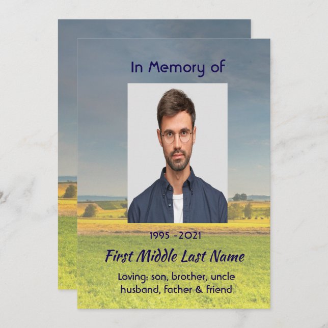 Save The Date Celebration of Life Service  Farm Crop Prairie (Devant / Derrière)