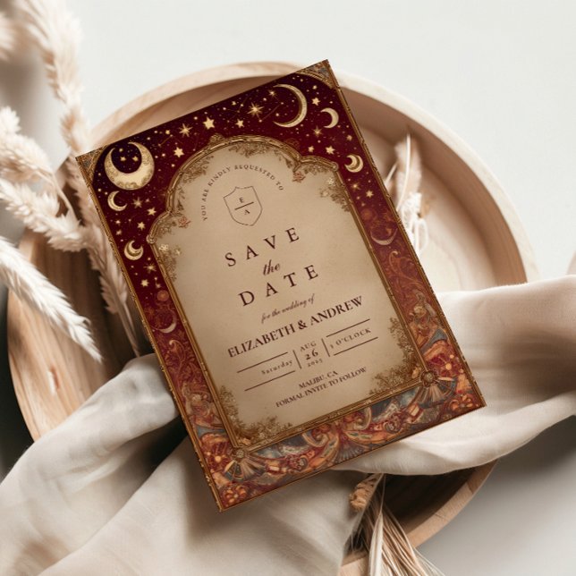 Save The Date Celestial Burgundy Baroque Wedding (Créateur téléchargé)