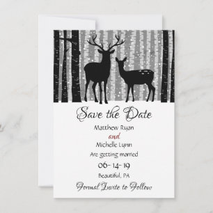 Save The Date Cerfs et arbres Mariage rustique de bois d'hiver