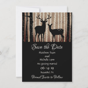 Save The Date Cerfs et arbres Rustique Automne Mariage des bois