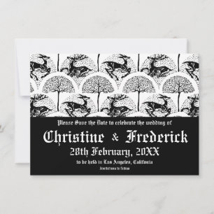 Save The Date Cerfs médiévaux et arbres, enregistrer la date