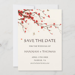 Save The Date Cerisiers en fleurs d'aquarelle mariage Enregistre