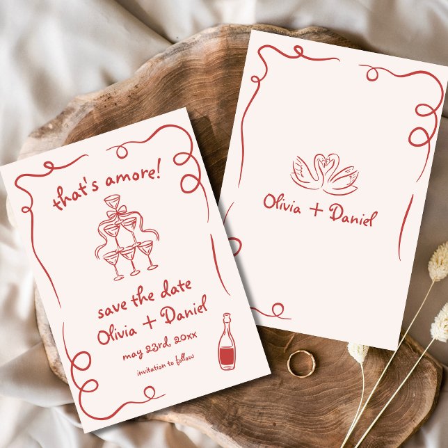Save The Date C'est Amore Whimsical Hand Drawn Mariage (Créateur téléchargé)