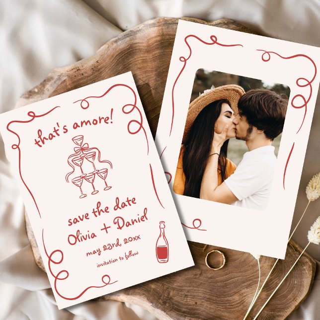 Save The Date C'est Amore Whimsical Hand Drawn Photo (Créateur téléchargé)