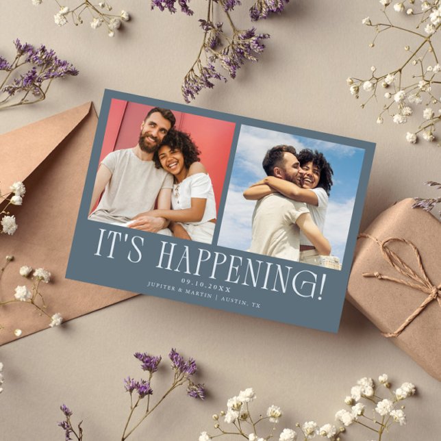 Save The Date C'est Arr contention 2-Photo Bleu Ardoise Mariage (Créateur téléchargé)