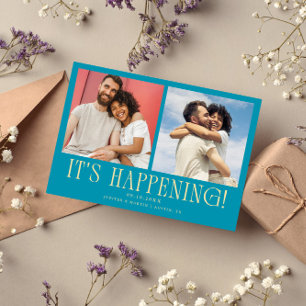 Save The Date C'est Arrivé 2-Photo Bleu Aqua Mariage