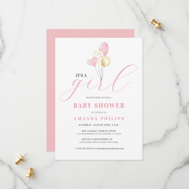 Save The Date C'est une fille ballons colorés (Devant/Arrière en situation)