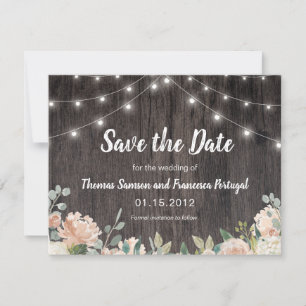 Save The Date Chaîne bohémienne rustique éclaire Floral Enregist