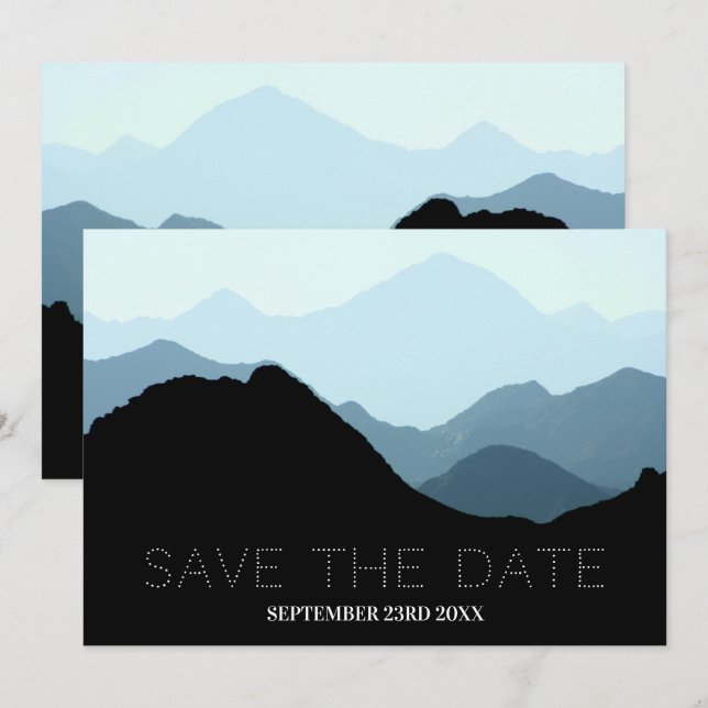 Save The Date Chaîne de Blue Mountain, Mariage Rustique (Devant / Derrière)