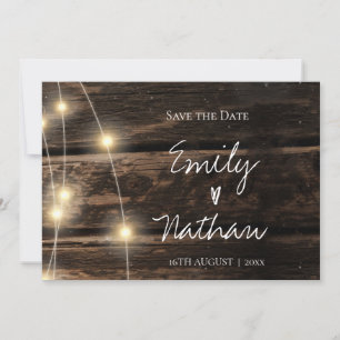 Save The Date Chaîne de bois rustique illumine mariage Enregistr