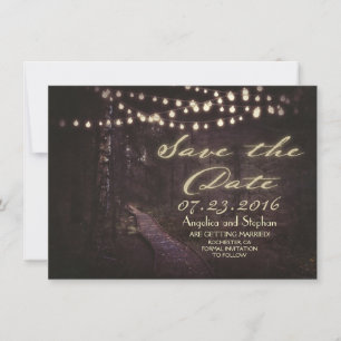 Save The Date chaîne de lumières arbres rustiques enregistrer la