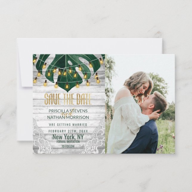 Save The Date Chaîne suisse de feuille de fromage lights Mariage (Devant)