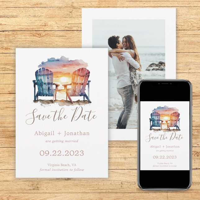 Save The Date Chaises de plage pour mariage avec photo de couche (Créateur téléchargé)