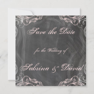 Save The Date Chalkboard Antique Pink Floral Enregistrer la date