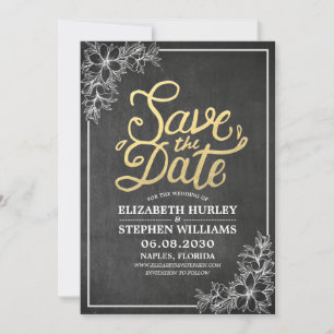 Save The Date Chalkboard Chic Floral Frame Mariage Enregistrer L