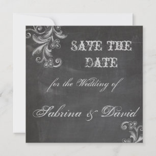 Save The Date Chalkboard Floral Enregistrer la date