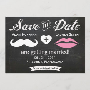 Save The Date Chalkboard Moustache et lèvres Enregistrer la date
