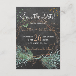 Save The Date Chalkboard rustique wreath d'hiver enregistrer dat