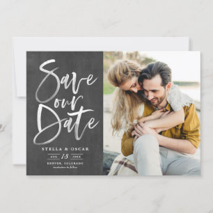 Save The Date Chalkboard Watercolor Brush Calligraphie