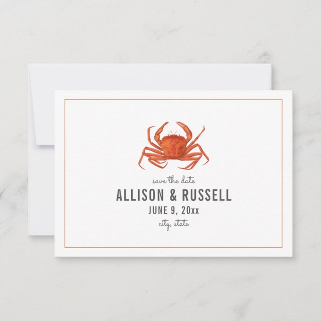 Save The Date Chambray Crabe Rustique Mariage Épargnez La Date (Devant)