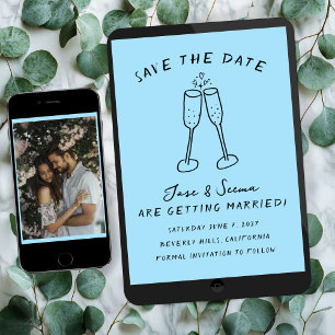 Save The Date Champagne Cheers Main Drake Photo personnalisée