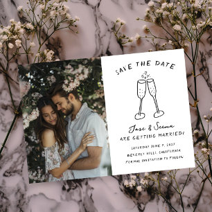 Save The Date Champagne Cheers Main Drake Photo personnalisée