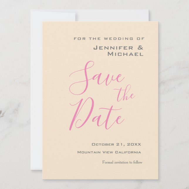 Save The Date Champagne Couleur Mariage Professionnel Minimalist (Devant)
