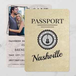 Save The Date Champagne Gold Nashville Passport Enregistrer La D