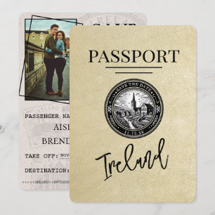 Save The Date Champagne Irlande Passeport Enregistrer La Date