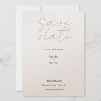 Save The Date Champagne Shimmer Mariage minimaliste moderne Plaq