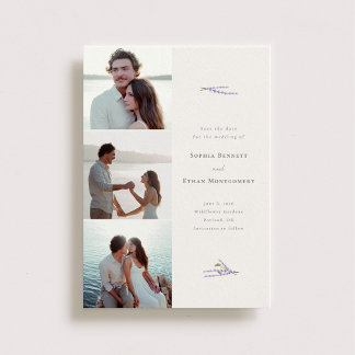 Save The Date Champs Lavender 3 Photo Mariage Personnalisé