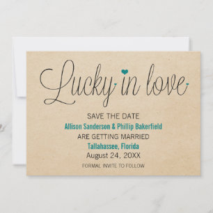 Save The Date Chanceux en amour, date à retenir, sarcelle