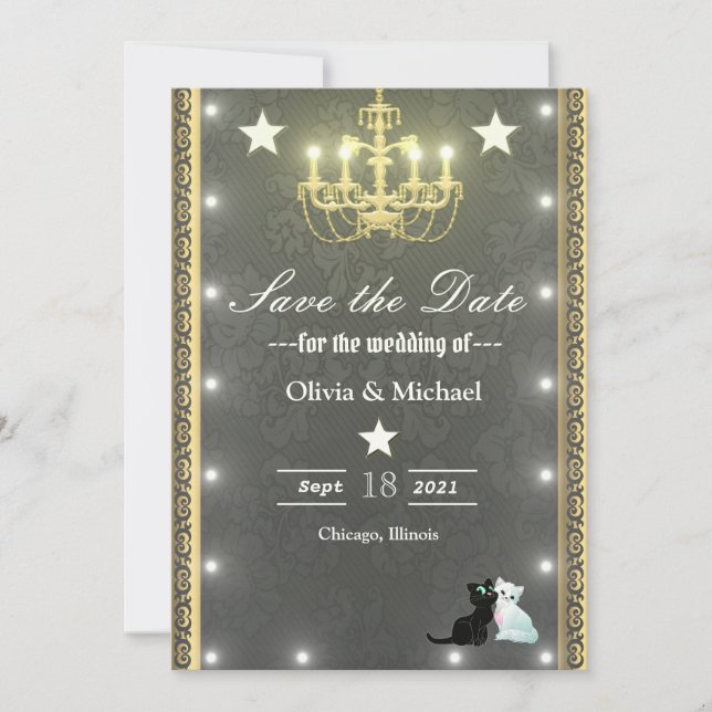 Save The Date Chandelier d'or (Devant)
