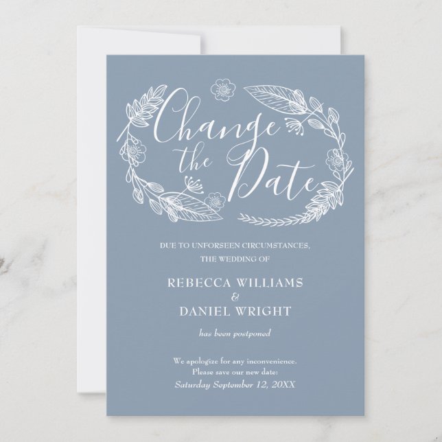 Save The Date Changement de date de mariage floral rustique camp (Devant)