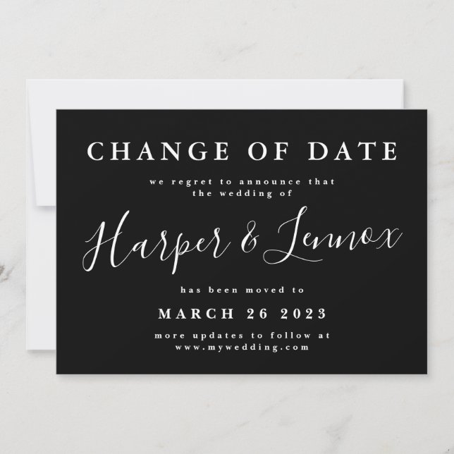Save The Date Changement de date Report simple du Mariage (Devant)