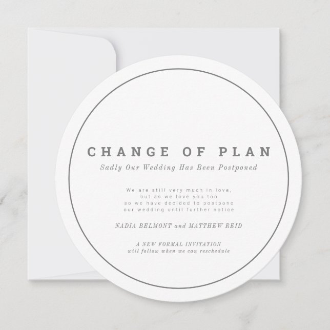 Save The Date Changement de plan de mariage report circulaire (Devant)